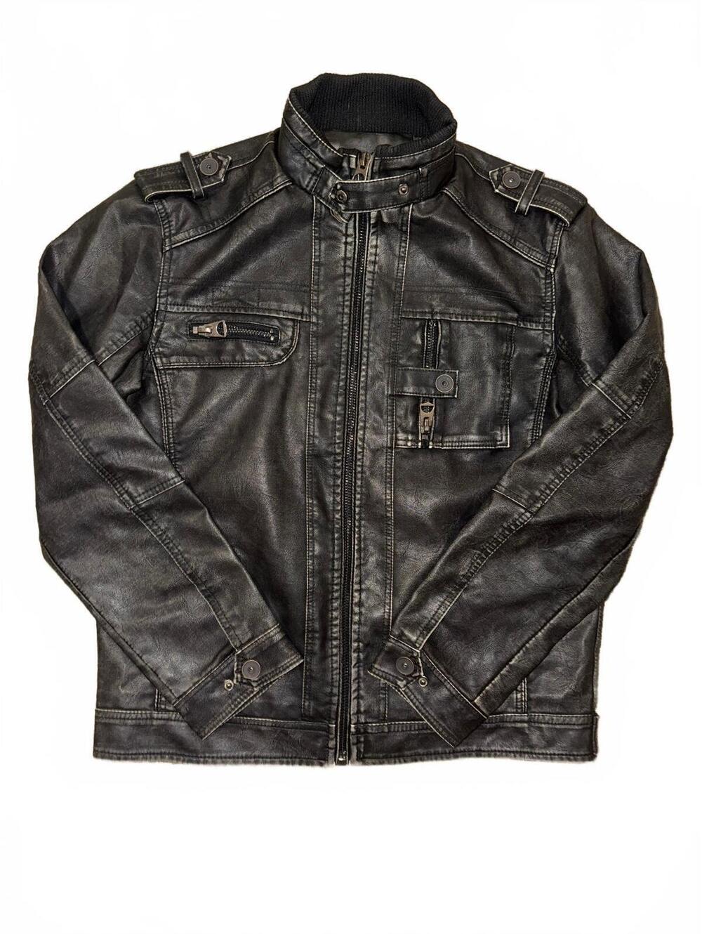 Men’s David Outerwear black faux leather jacket size medium